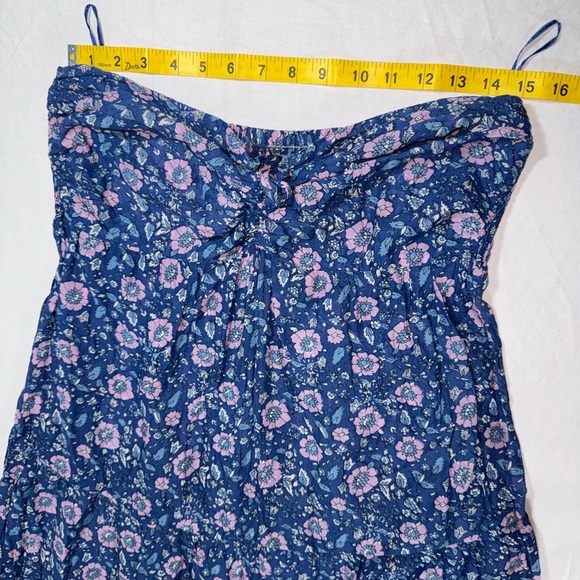 J. Crew Vintage Blue Floral Strapless Midi Dress size medium - Picture 4 of 8